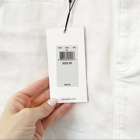 Calvin Klein Women's PRIDE Rainbow High Rise Mini Skirt Denim White 29 NWT - Picture 5 of 10